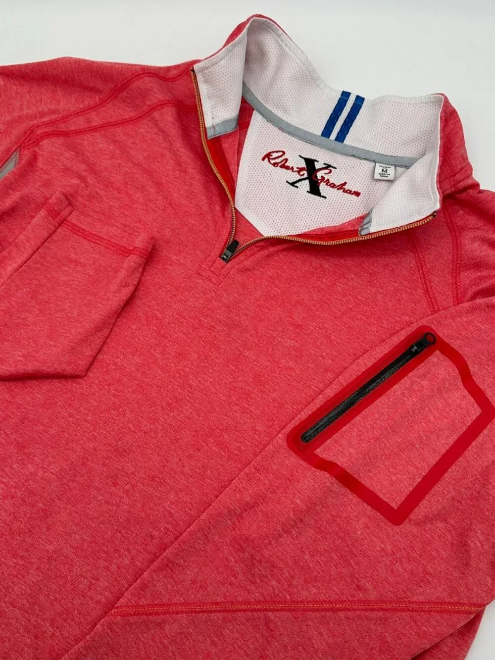 Robert‎ Graham X Men's Quarter Zip Lightweight Golf Pullover, Size Medium, Coral